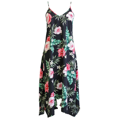 Soft Pink Hibiscus Maxi Scarf Hawaiian Hem Dress